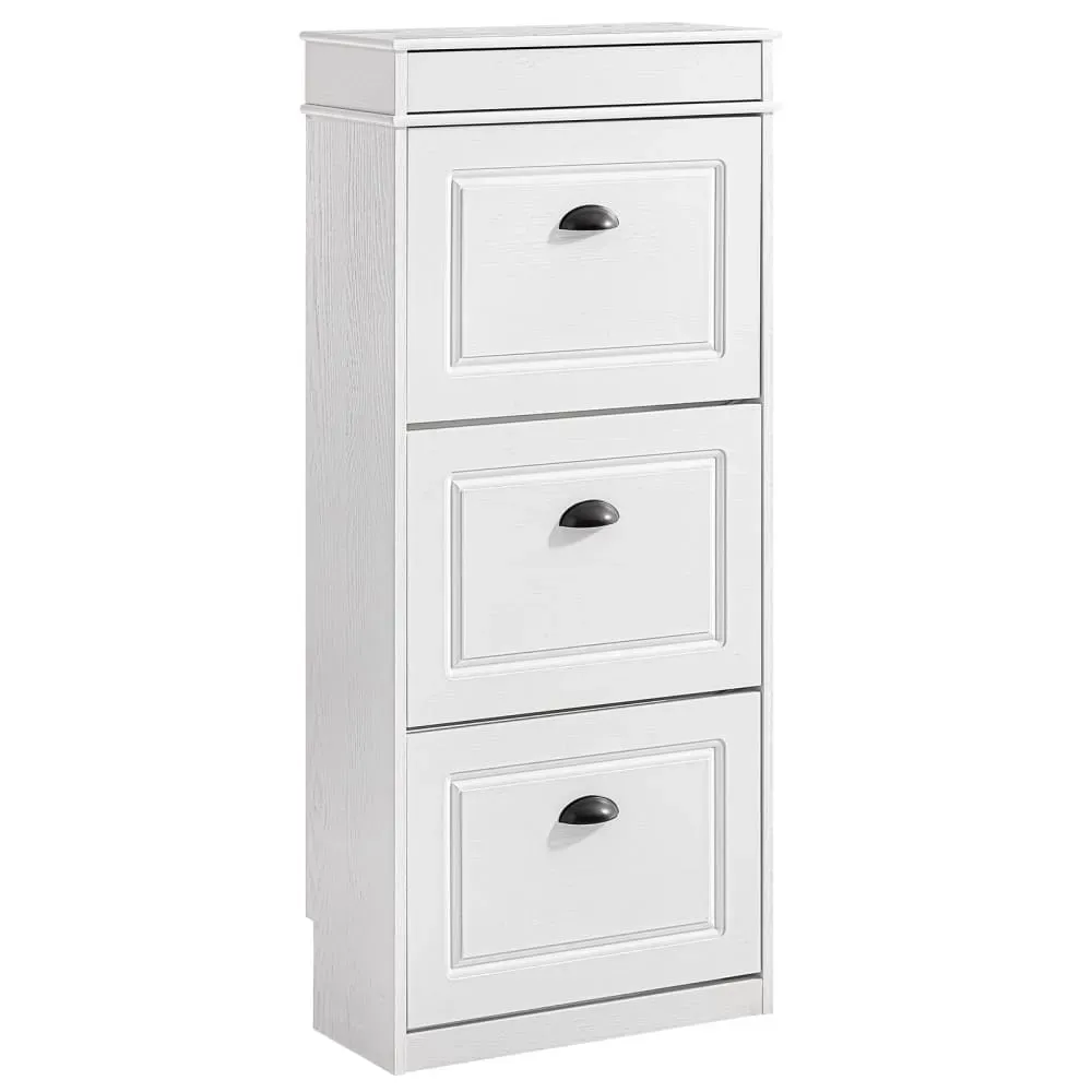 Meuble chaussure rangement 3 abattants 53x24x118cm effet bois