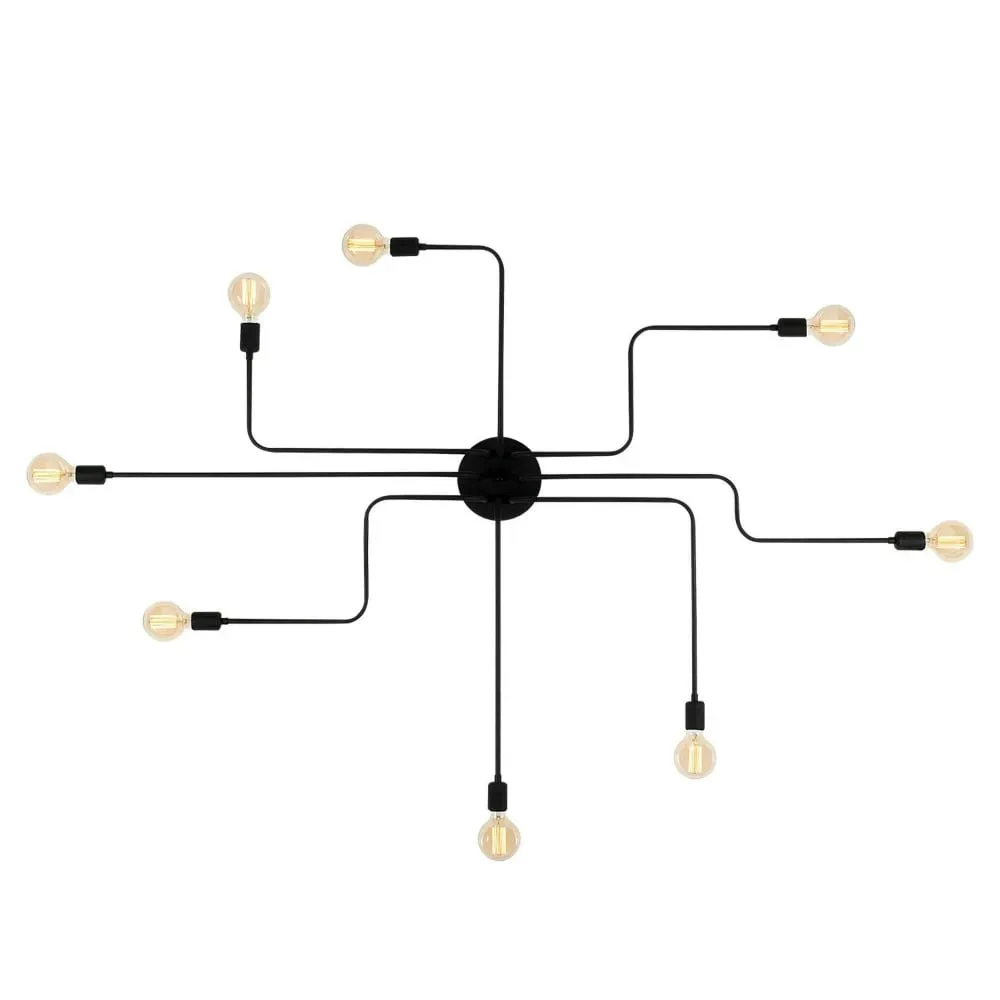 Plafonnier 8 lampes design circuit industriel