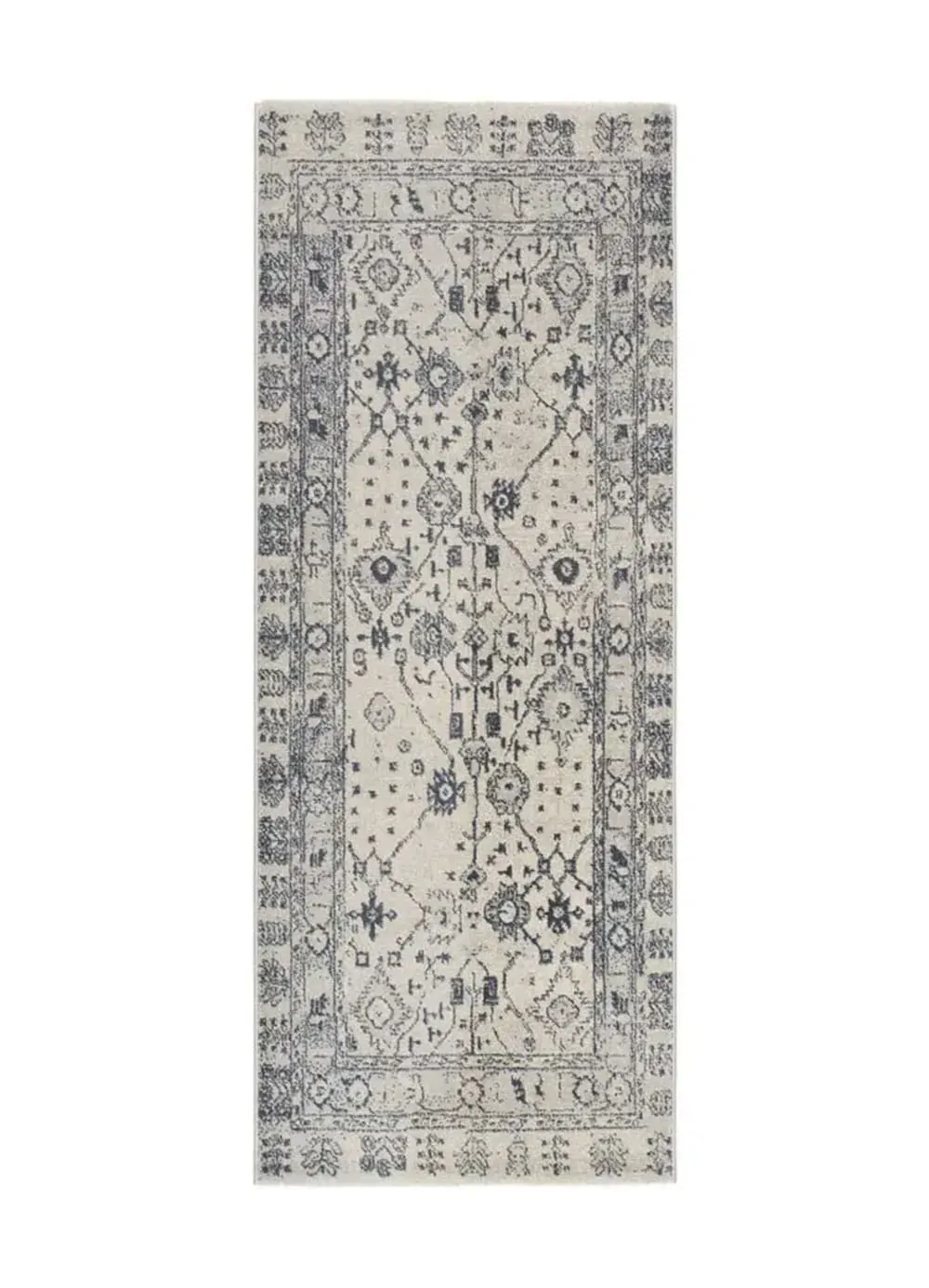 Tapis de couloir vintage bleu / crème 80x200 cm