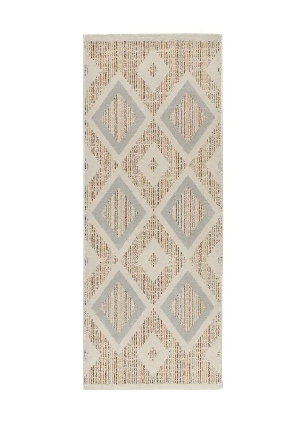 Tapis de couloir géométrique multicolore / beige 80x200 cm