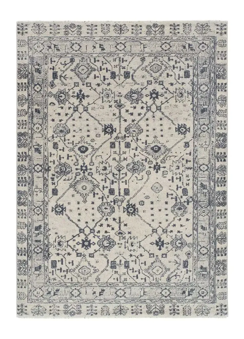 Tapis vintage bleu / crème 200x290 cm