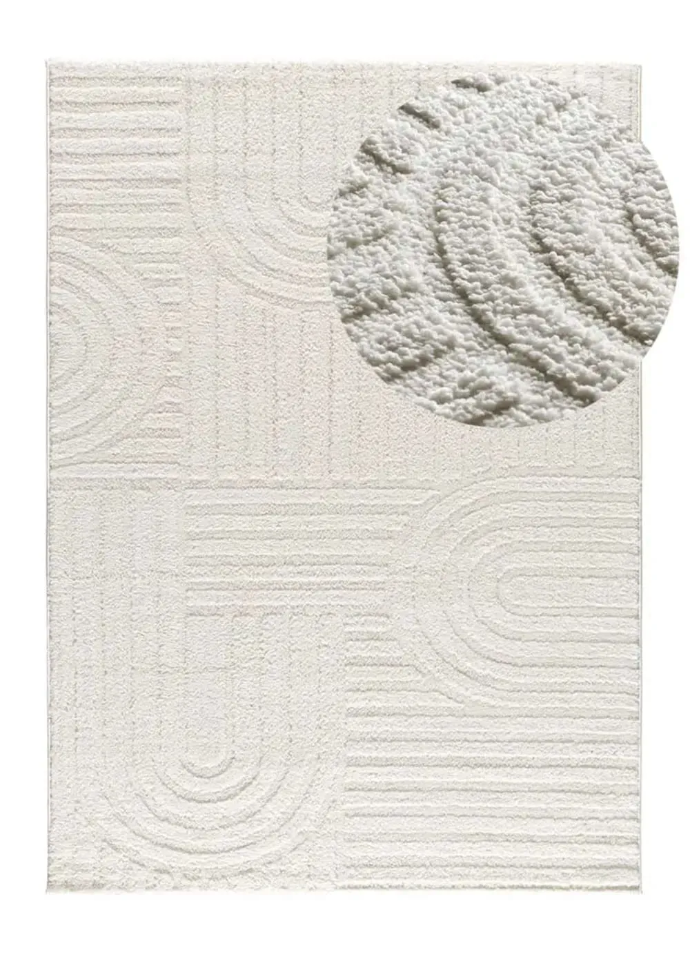 Tapis à relief géométrique blanc 126x190 cm