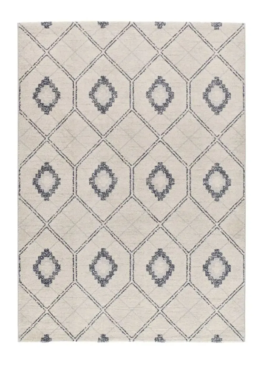 Tapis géométrique bleu / crème 160x230 cm