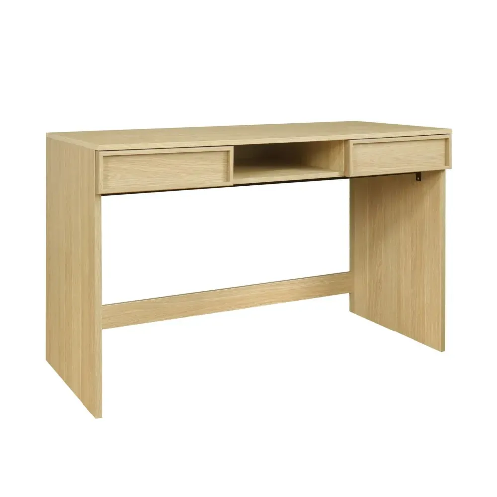 Bureau effet bois naturel 2 tiroirs 1 niche 120cm
