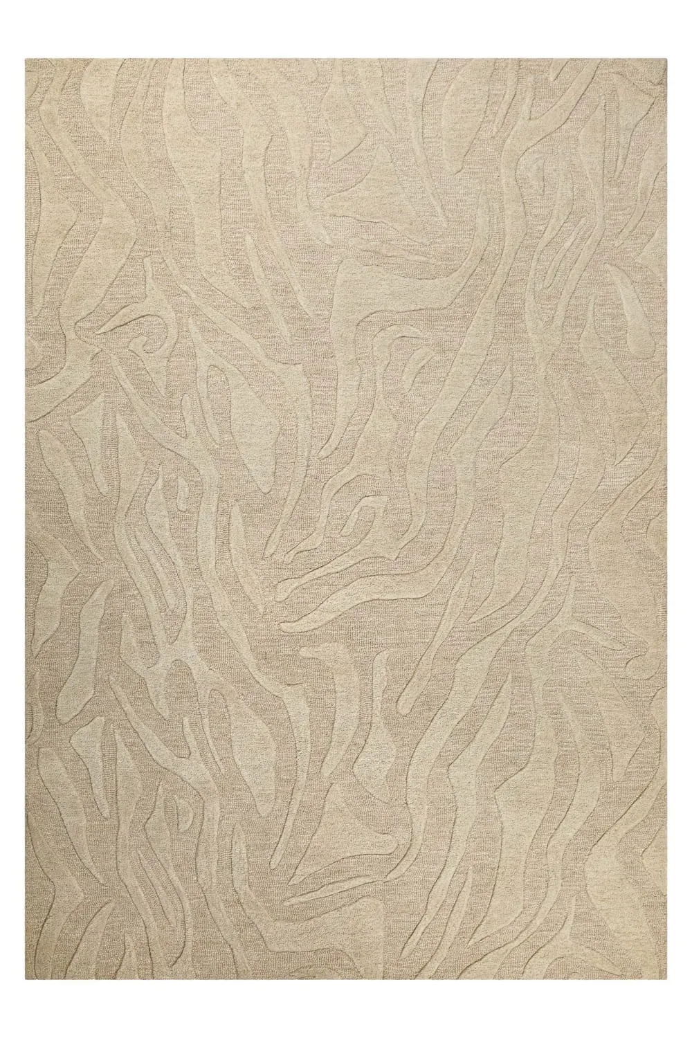 Tapis pure laine vierge fait main inspiration nature beige 140x200 cm