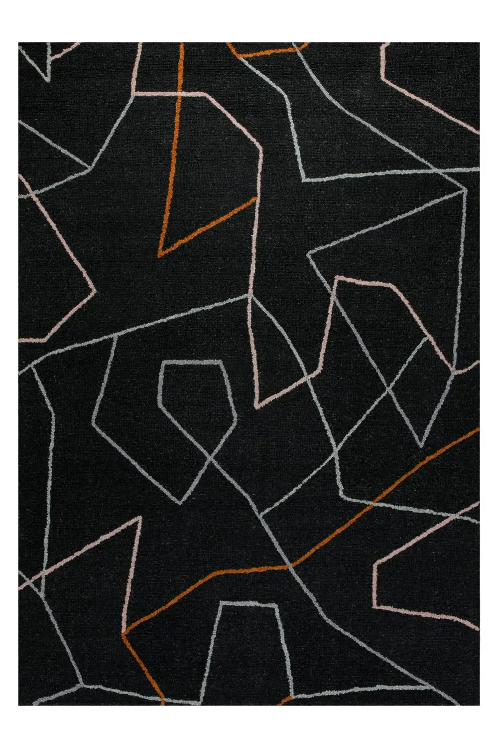 Tapis fait main pure laine vierge et viscose design anthracite 70x140