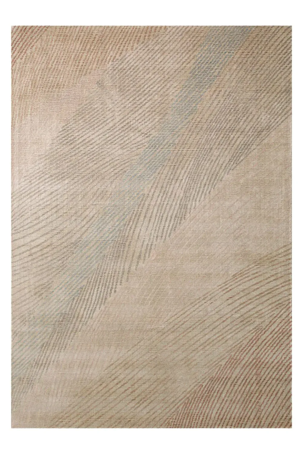 Tapis laine viscose fait main beige,brun, inspiration nature 200x300