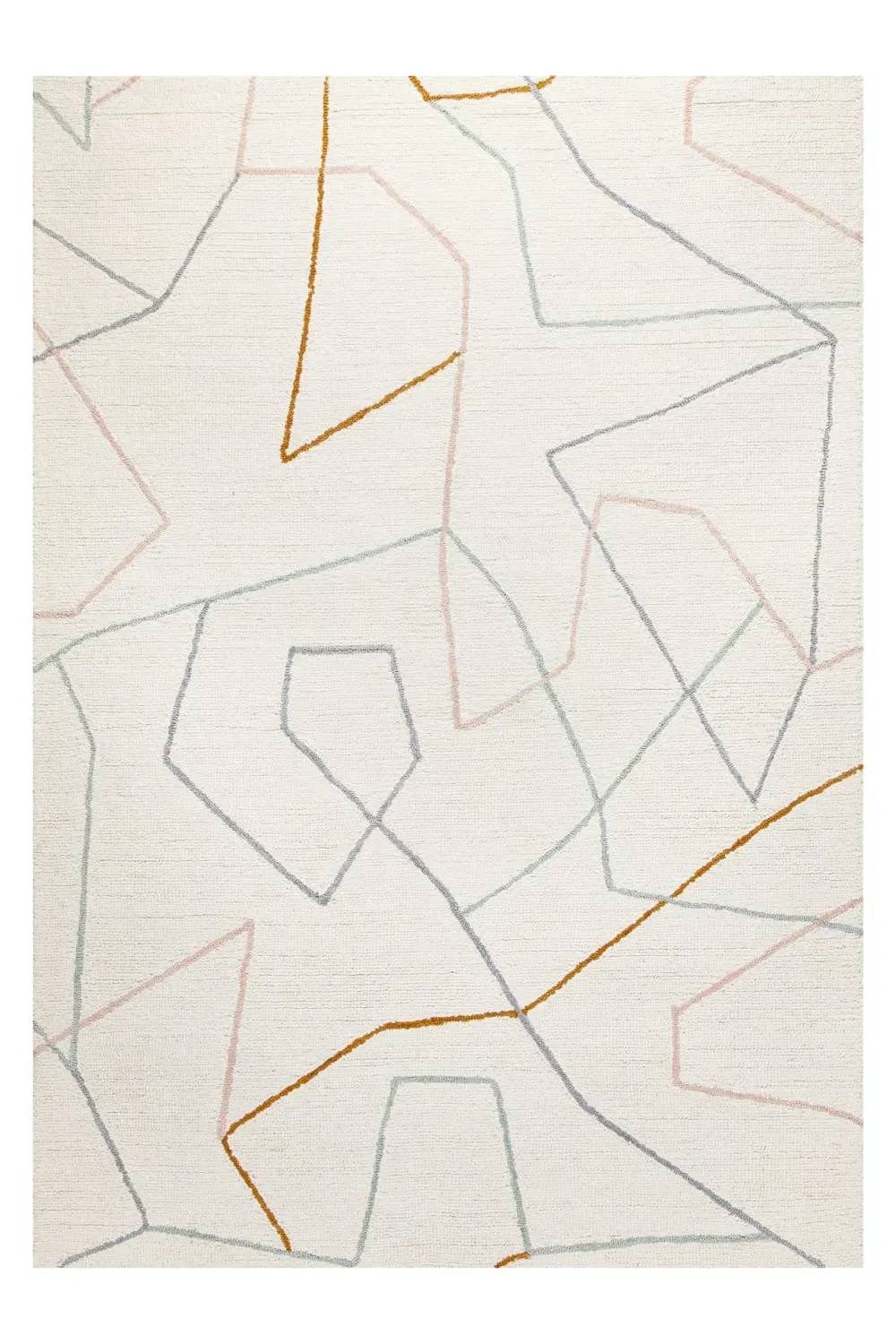 Tapis fait main pure laine vierge et viscose design blanc 70x140 cm