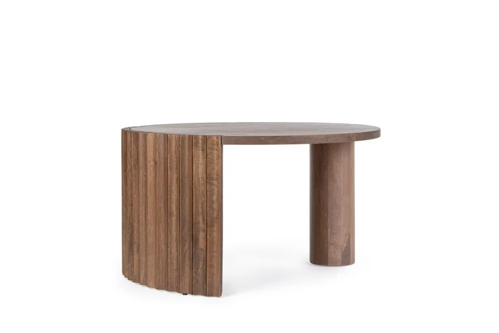 Table basse ronde en manguier brun contemporaine D80