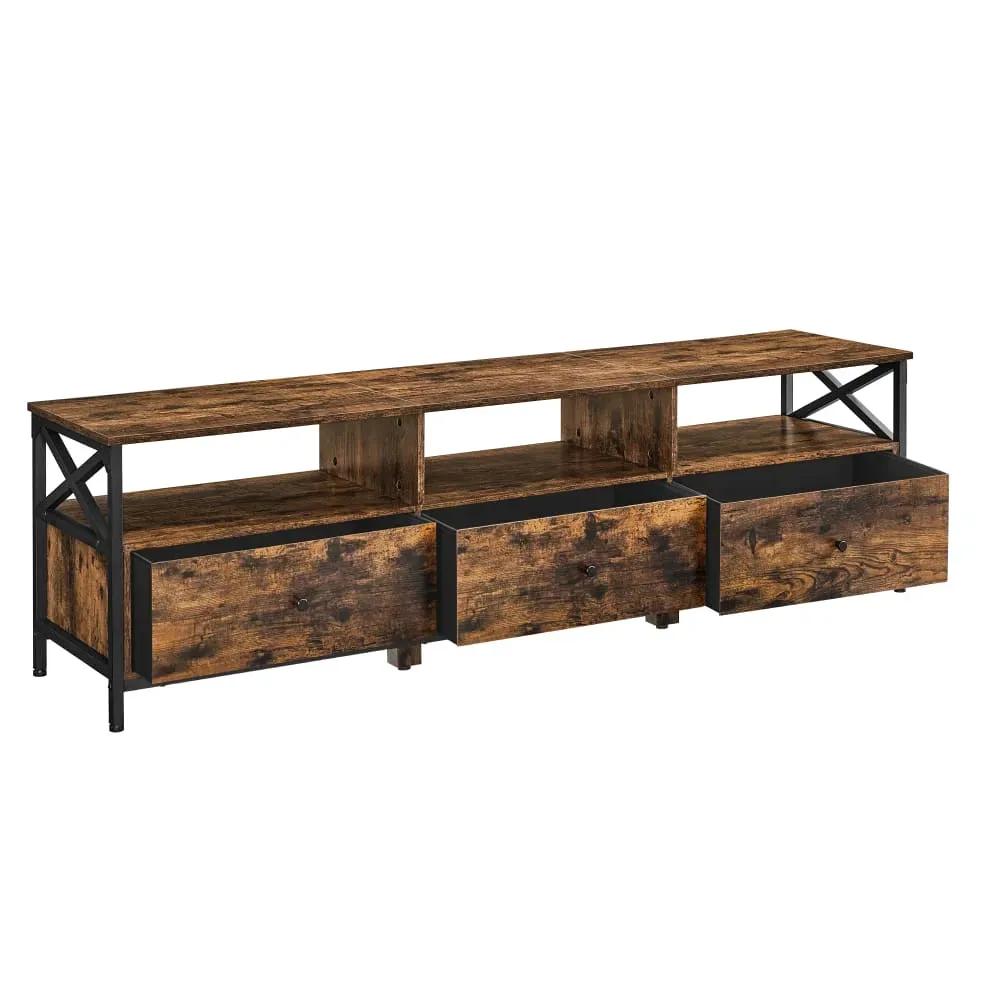 Meuble tv télévision jusqu'à 80 pouces 178 x 40 x 50cm marron et noir