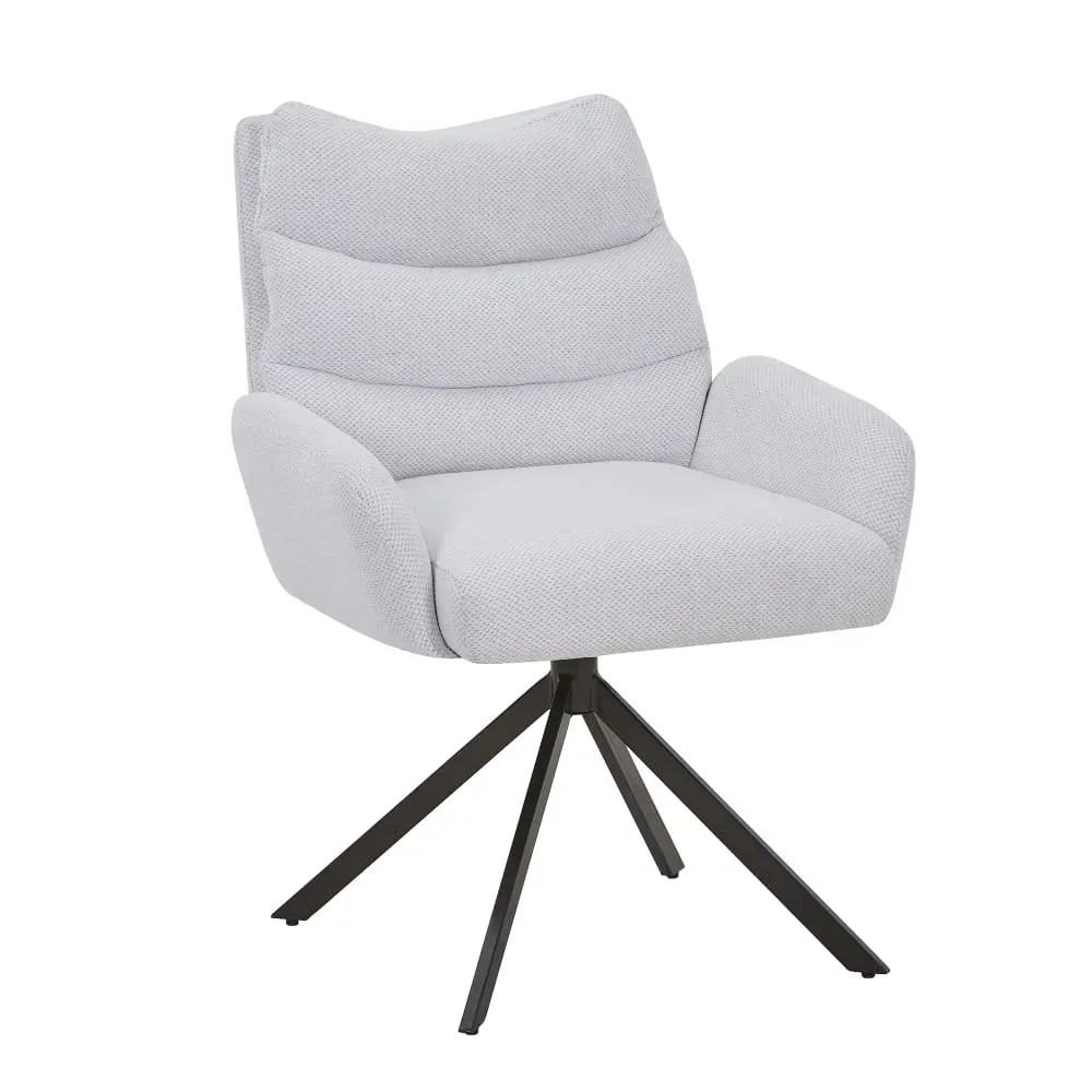 Chaise pivotante en tissu beige pieds en métal noir