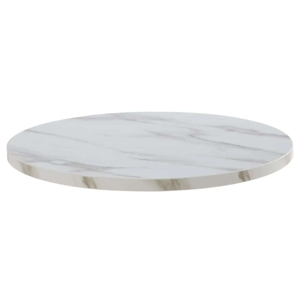 Plateau de table rond en mélaminé 60 cm marbre blanc