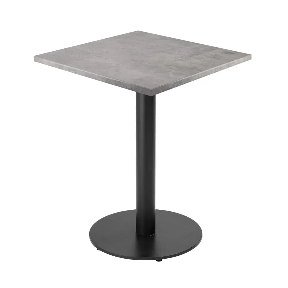 Table à manger carrée 60 cm pied noir et revêtement béton gris