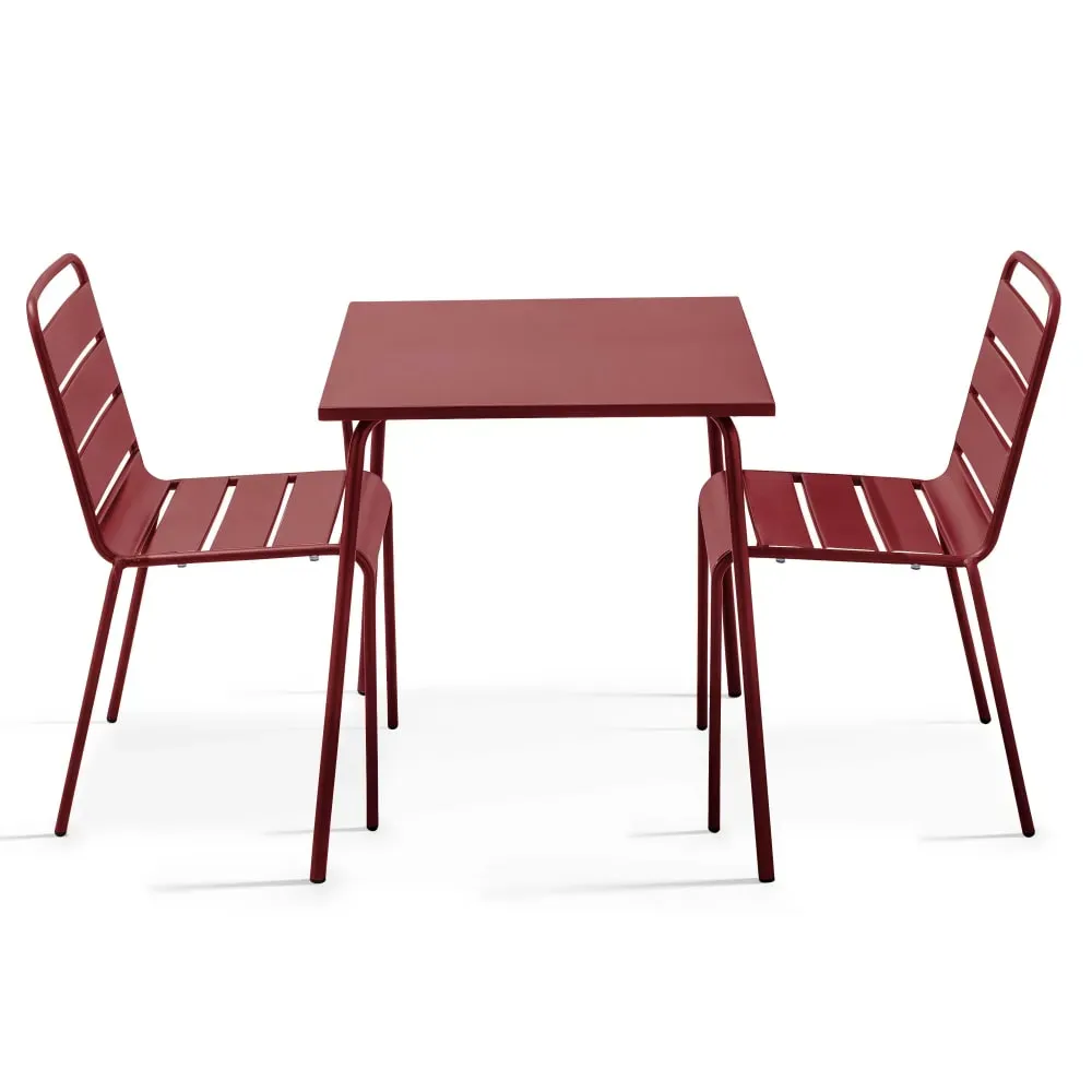 Ensemble table de jardin carrée et 2 chaises Pourpre