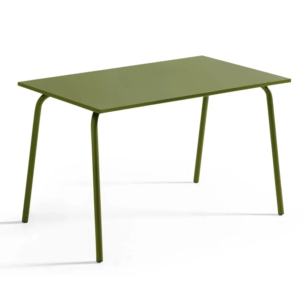 Table de jardin en acier 120 x 70 cm vert kaki