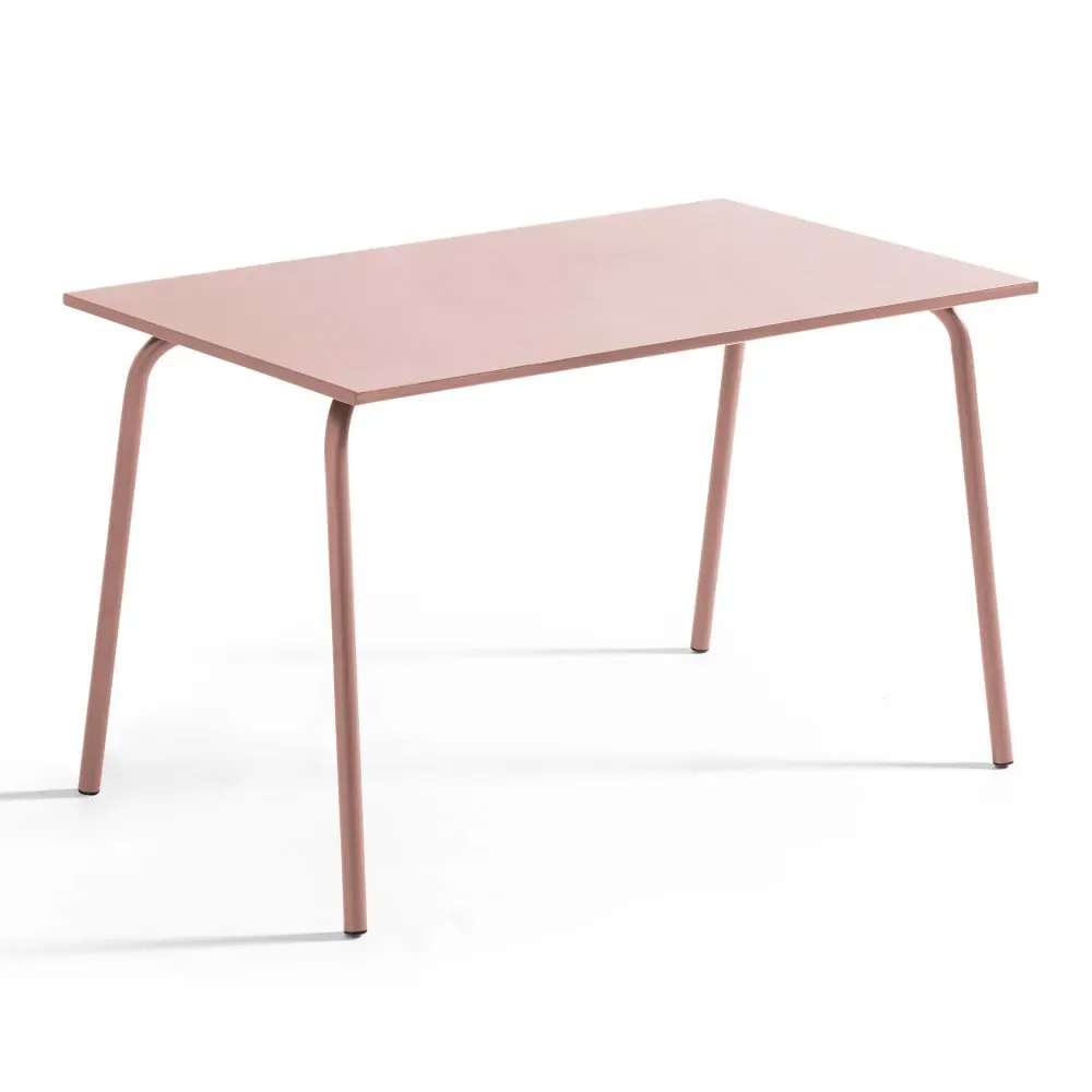Table de jardin en acier 120 x 70 cm rose poudré