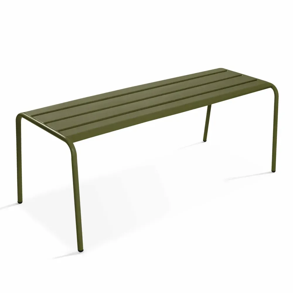 Banc de jardin en acier vert kaki