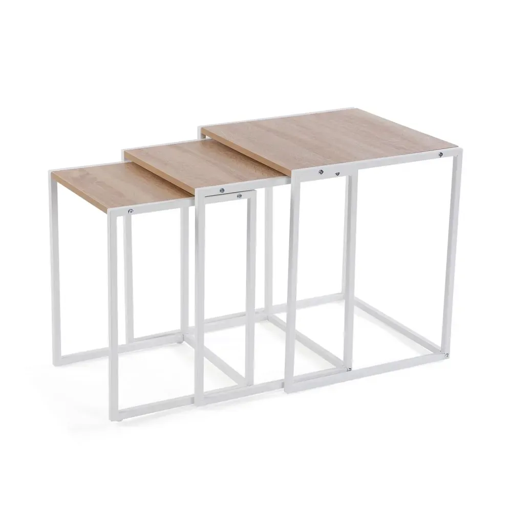 Table d'appoint (lot de 3) en aggloméré blanc