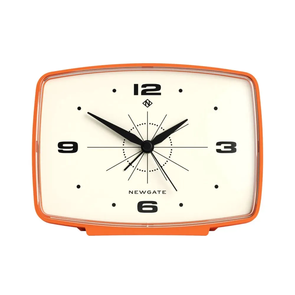 Réveil rétro rectangulaire en métal orange citrouille 14x5x11cm