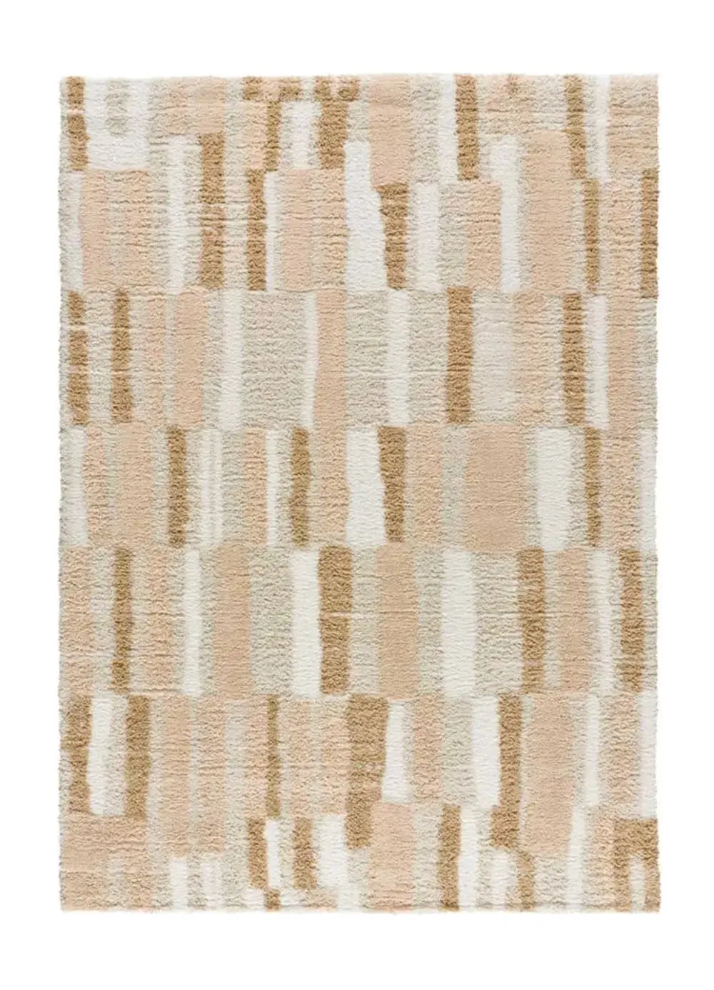 Tapis shaggy géométrique beige 133x190 cm