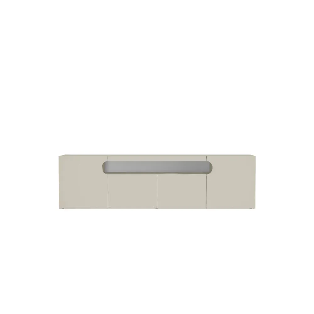 Meuble tv 4 portes 1 niche 200 cm effet bois cachemire