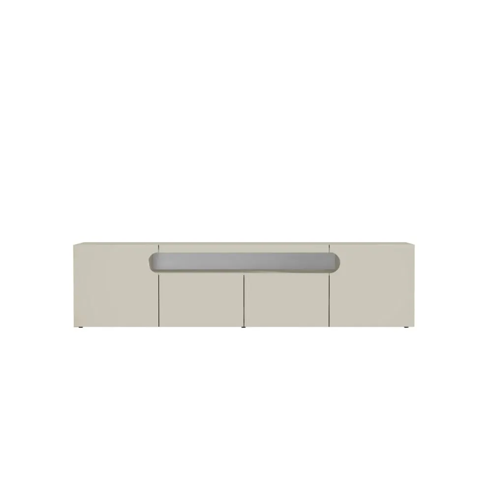 Meuble tv 4 portes 1 niche 240 cm effet bois cachemire