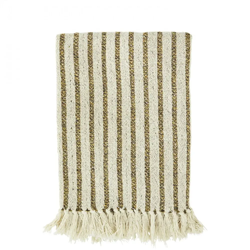 Plaid en coton recyclé rayé 125 x 175 cm