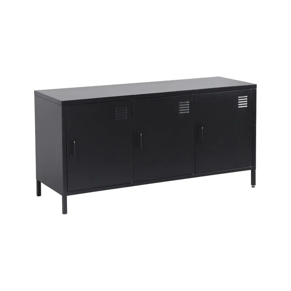 Meuble tv industriel métal noir 3 portes 120cm