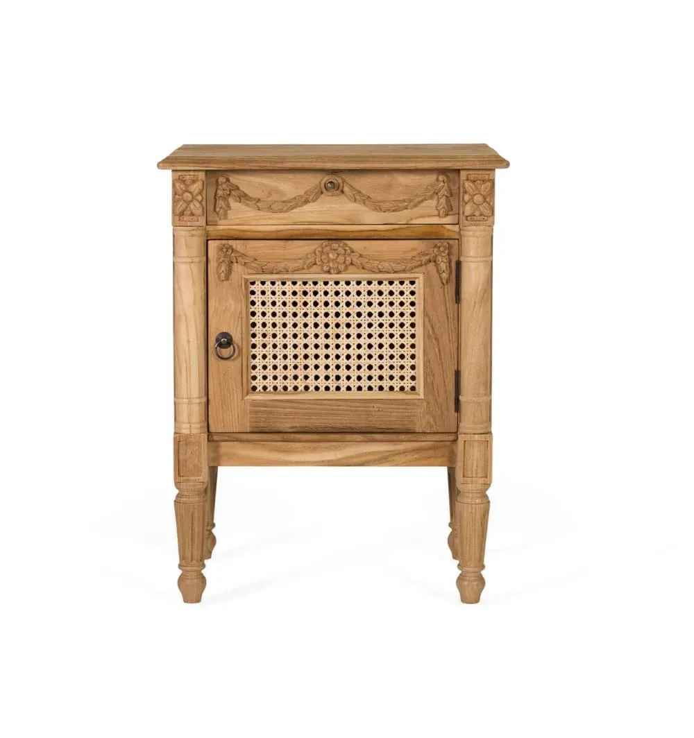 Table d'appoint en teck massif avec finition naturelle
