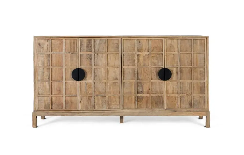 Buffet à quatre portes en bois de manguier massif 175 cm