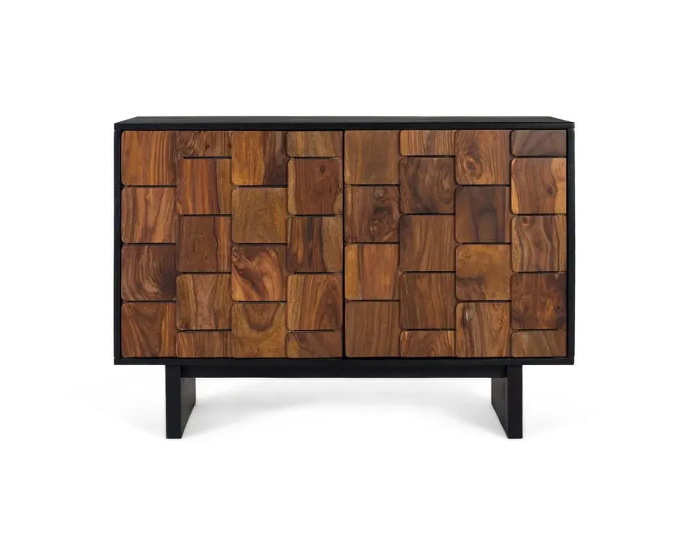 Buffet à deux portes en bois de sheezam orné de motifs géométriques