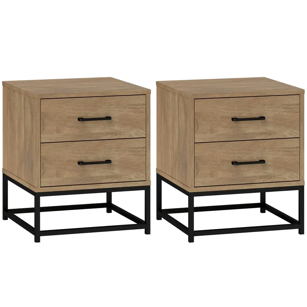 Tables de chevet lot de 2 style industriel bois naturel