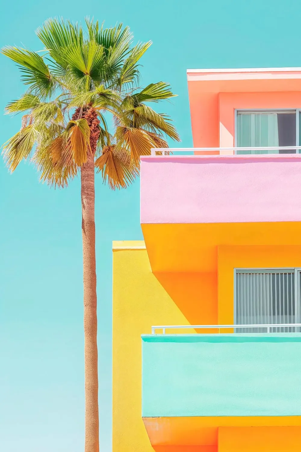 Tableau architecture venice beach pastel  imprimé sur toile 60x90 cm