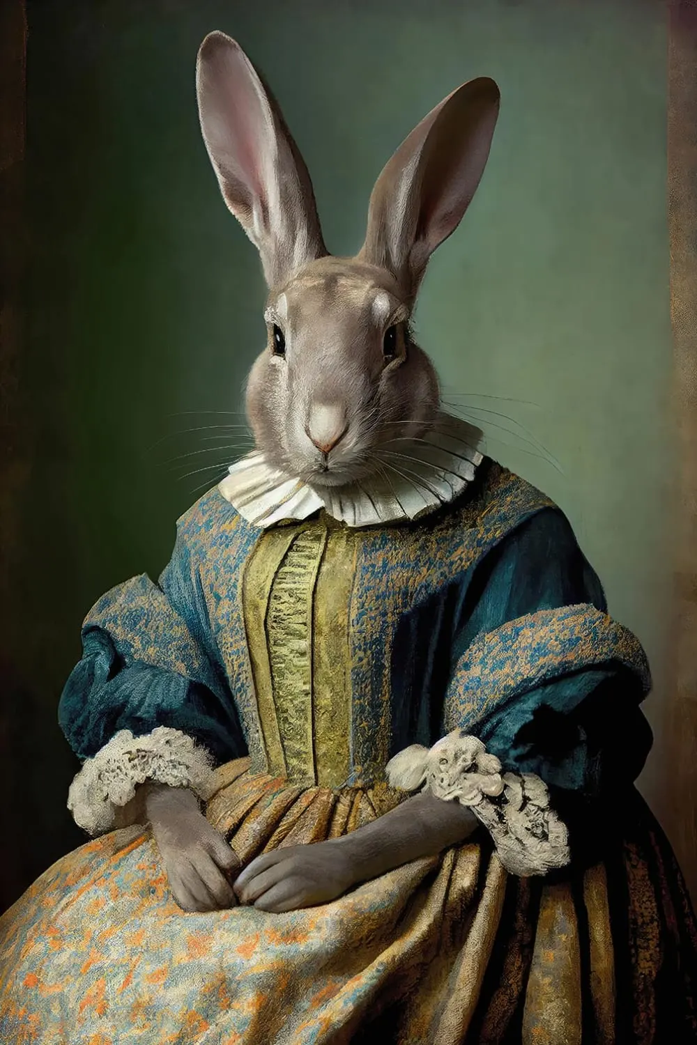 Tableau lapin madame bunny  imprimé sur toile 60x90 cm