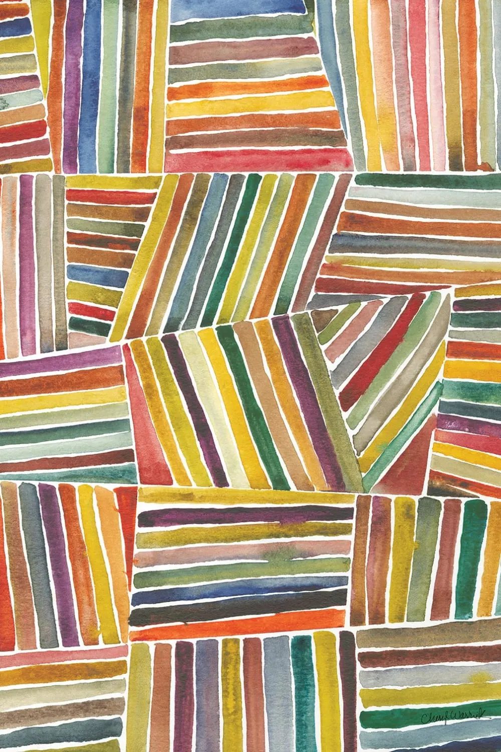 Tableau abstrait rayures i  imprimé sur toile 60x90 cm