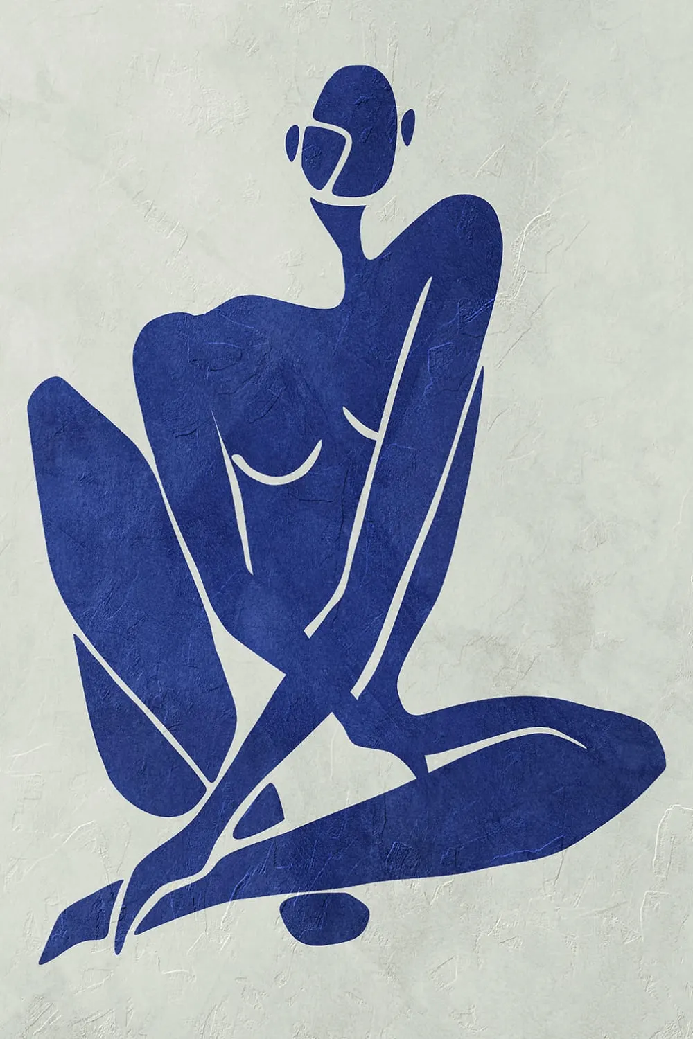 Tableau organique femme bleue  imprimé sur toile 60x90 cm