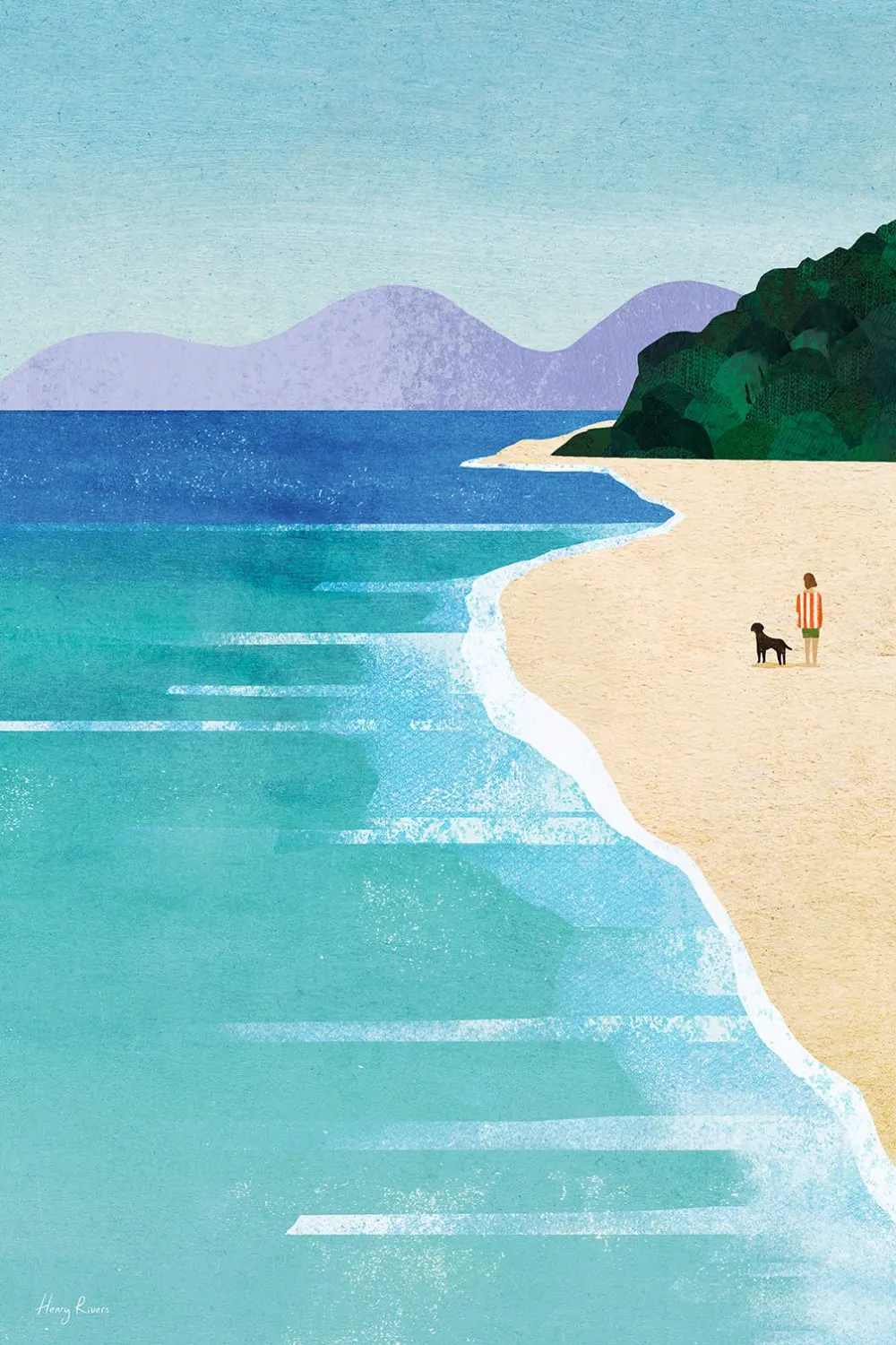 Tableau neo vintage beach girl iii  imprimé sur toile 60x90 cm