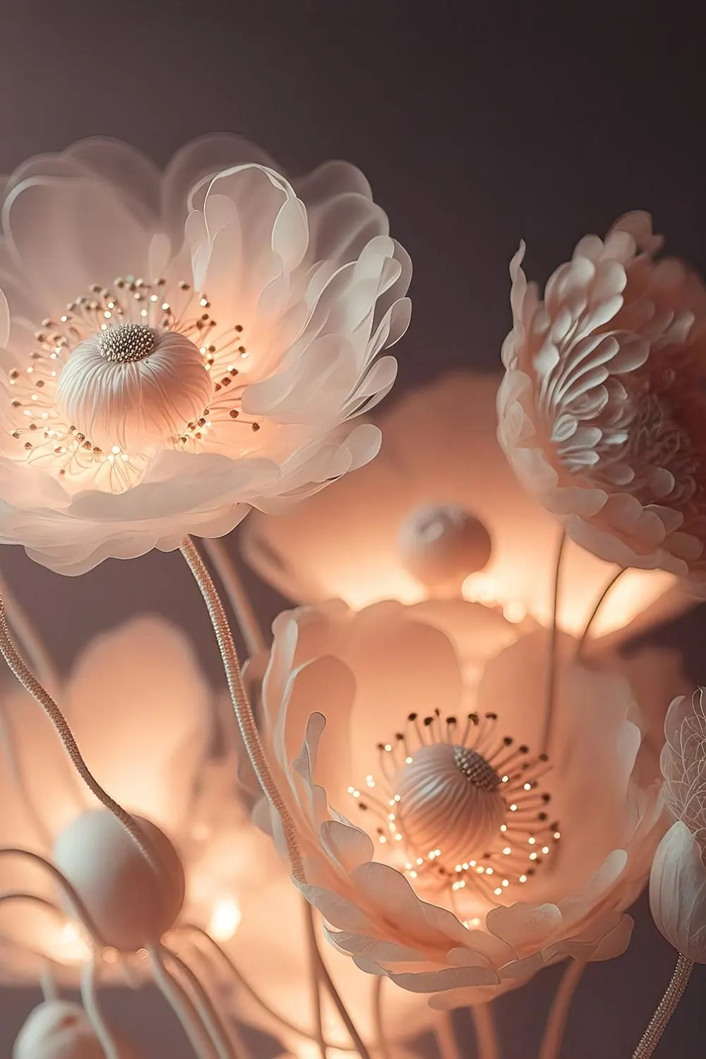 Tableau floral fleurs lumineuses  imprimé sur toile 60x90 cm