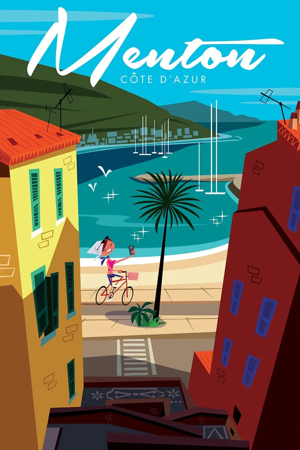 Tableau cote d'azur menton  imprimé sur toile 60x90 cm