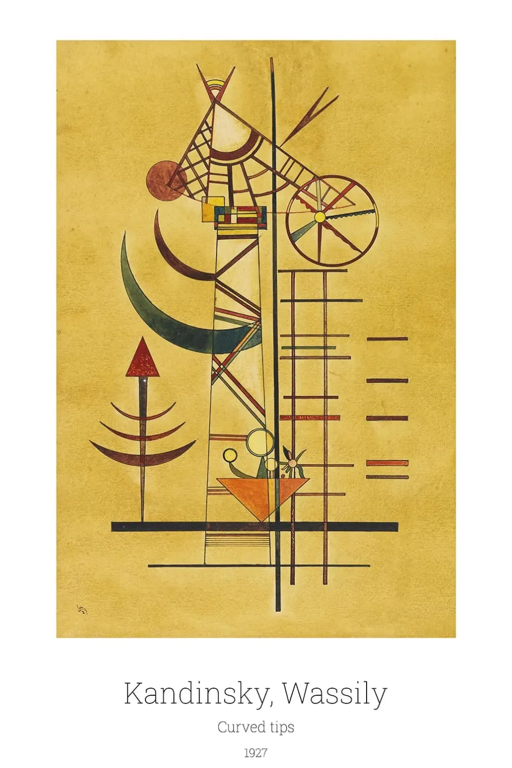 Tableau curved tips par wassily kandinsky  imprimé sur toile 60x90 cm