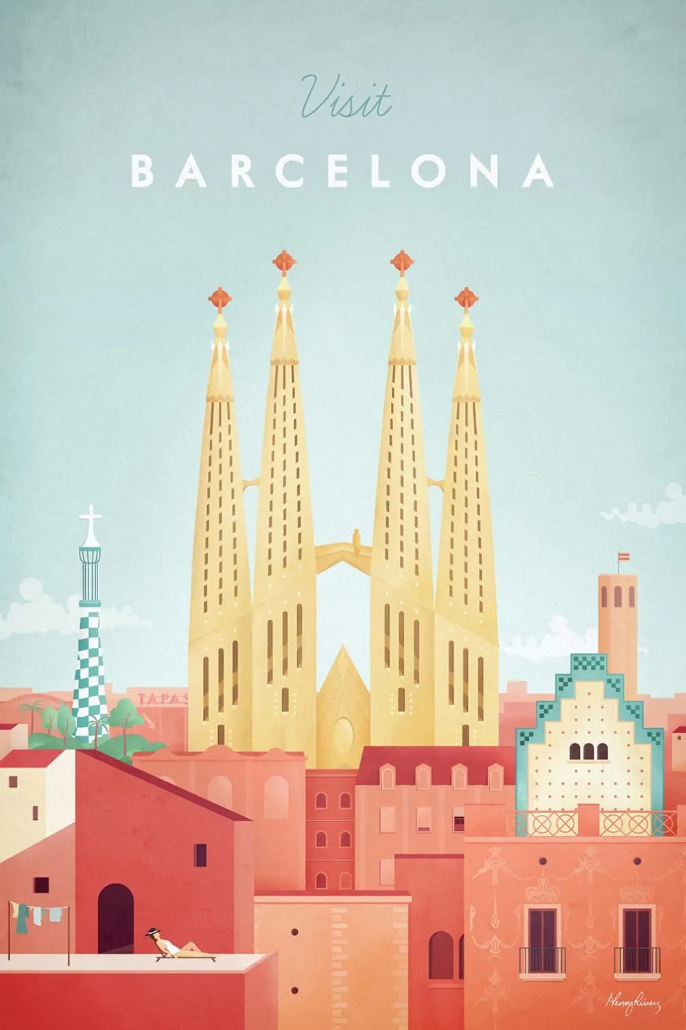 Tableau architecture barcelona vintage  imprimé sur toile 60x90 cm