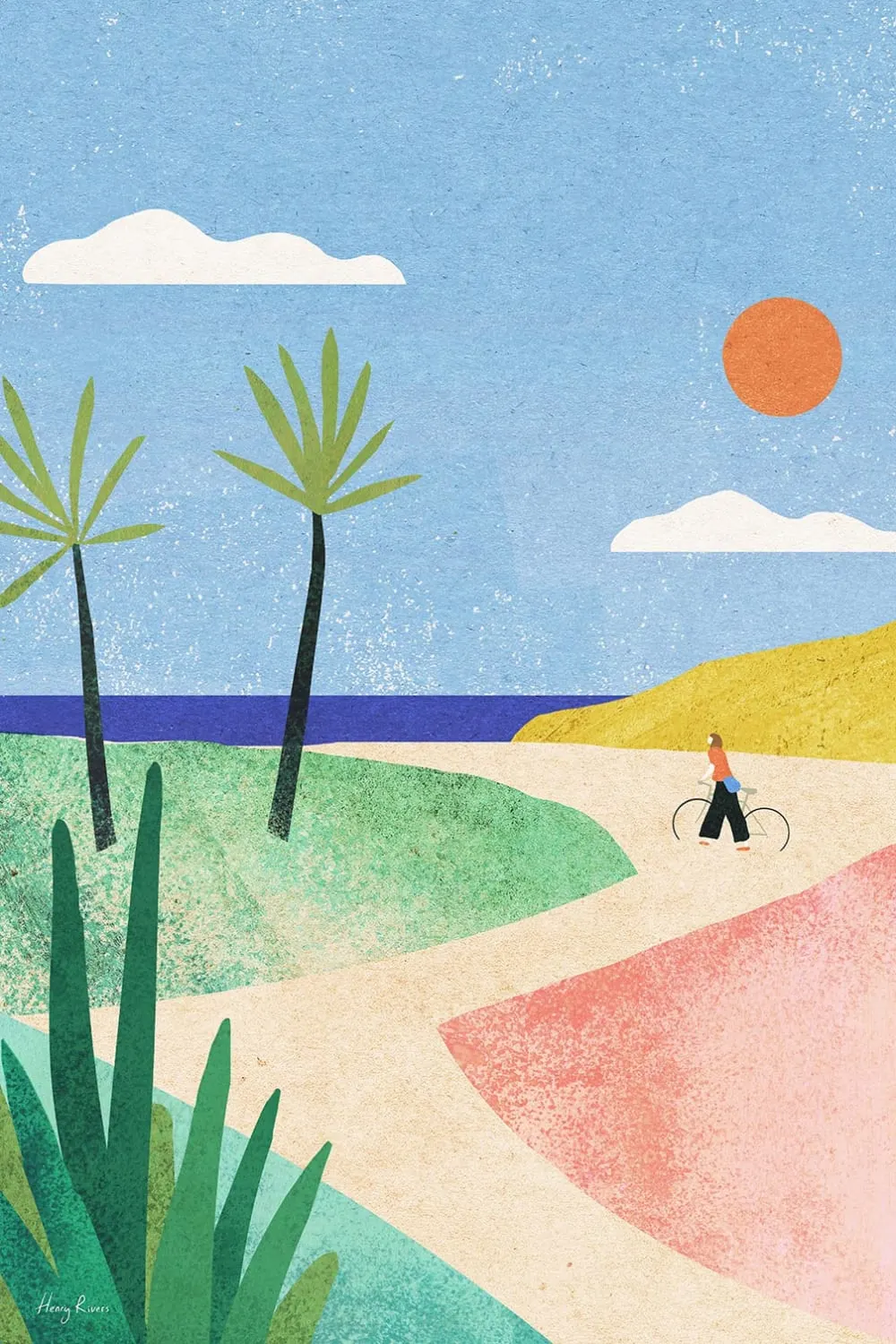 Tableau paysage beach girl  imprimé sur toile 60x90 cm