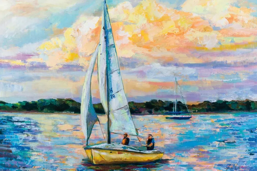 Tableau paysage mer voile du dimanche  imprimé sur toile 90x60 cm