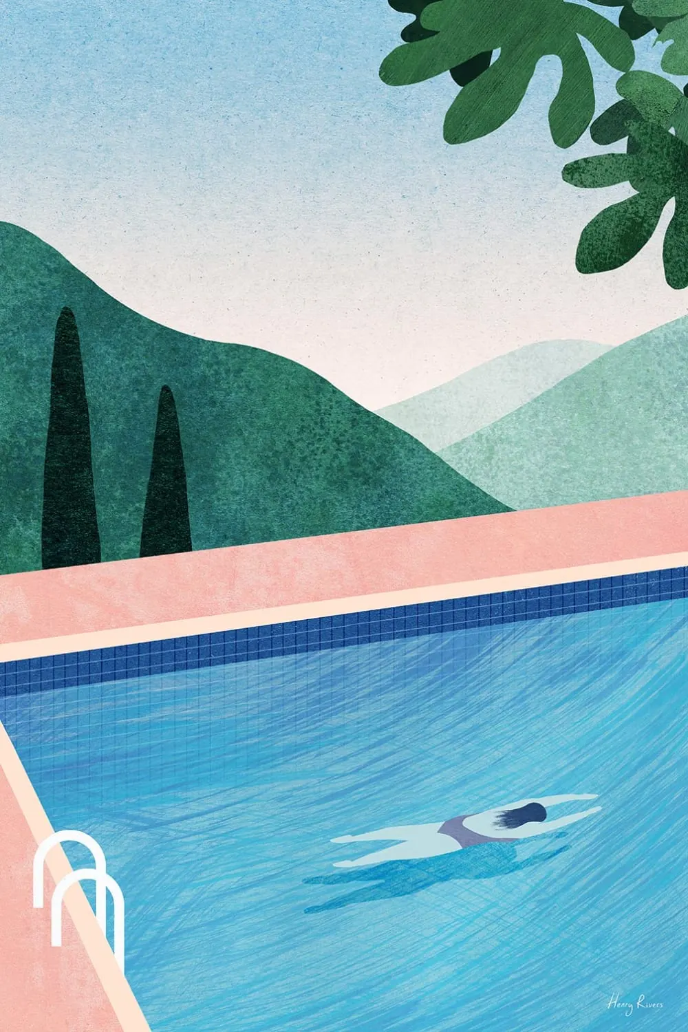 Tableau paysage nature swimming pool  imprimé sur toile 60x90 cm