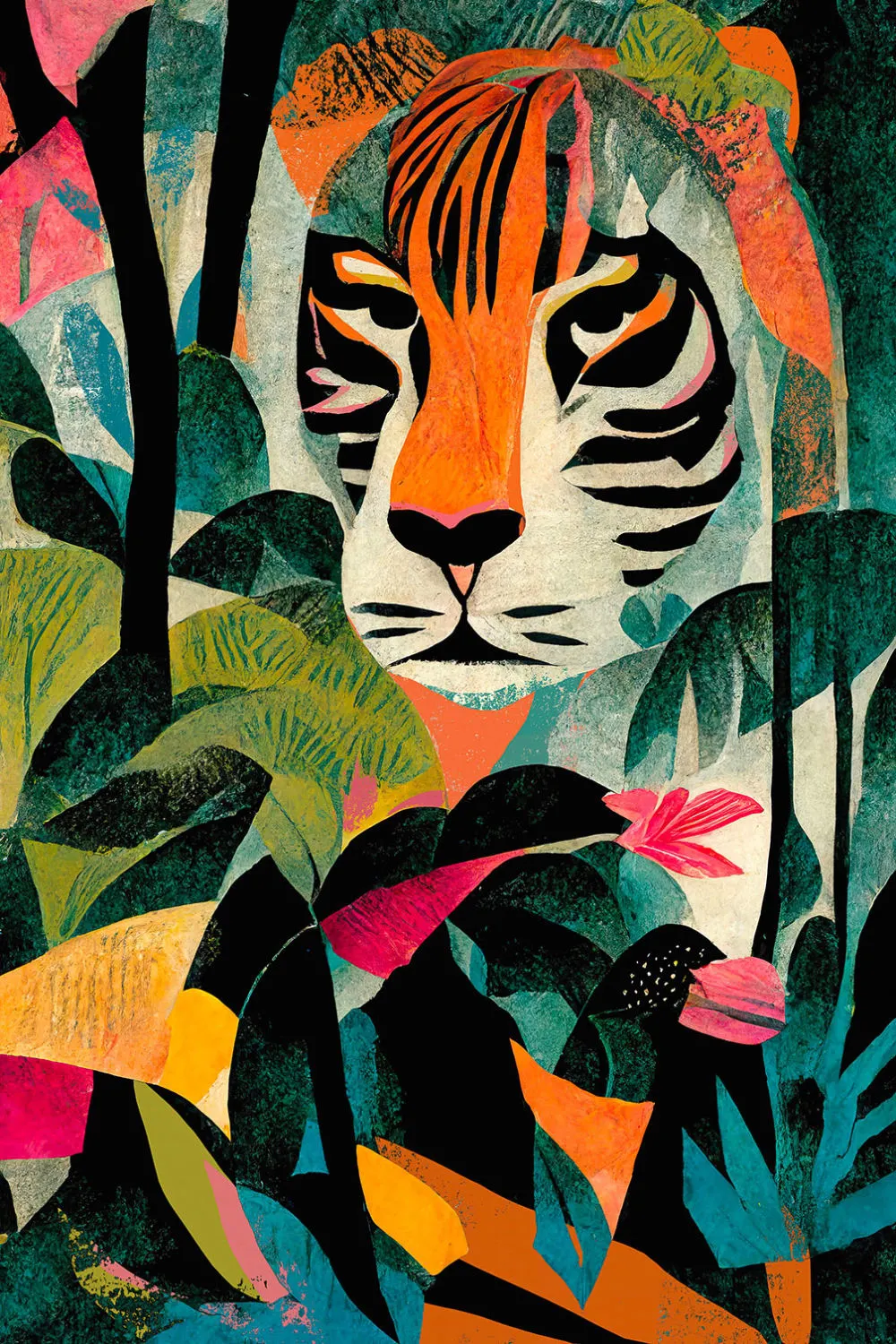 Tableau jungle tigrou  imprimé sur toile 60x90 cm