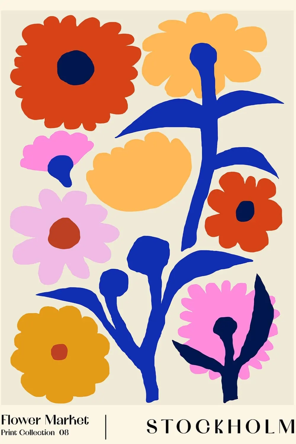 Tableau fleurs marché aux fleurs stockholm  imprimé sur toile 60x90 cm