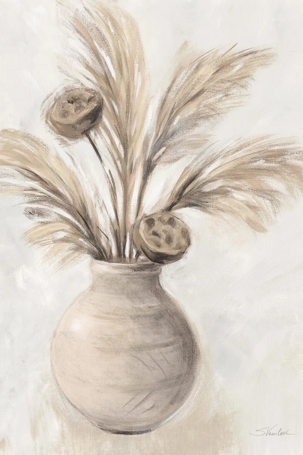 Tableau nature morte poterie seche  imprimé sur toile 60x90 cm