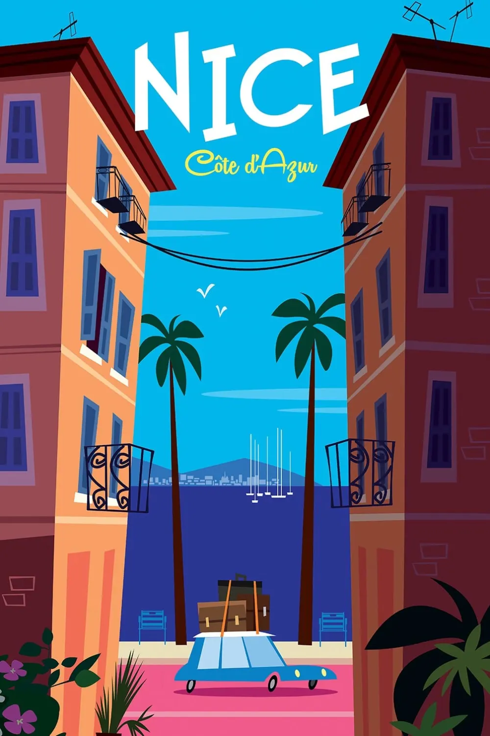 Tableau cote d'azur nice  imprimé sur toile 60x90 cm