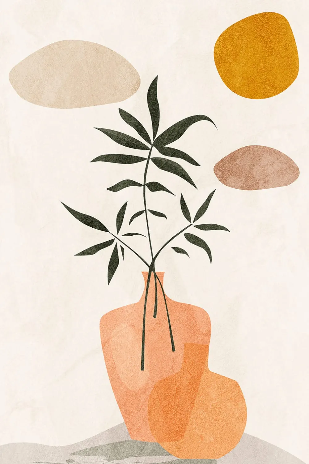 Tableau organique vase et minimalisme  imprimé sur toile 60x90 cm