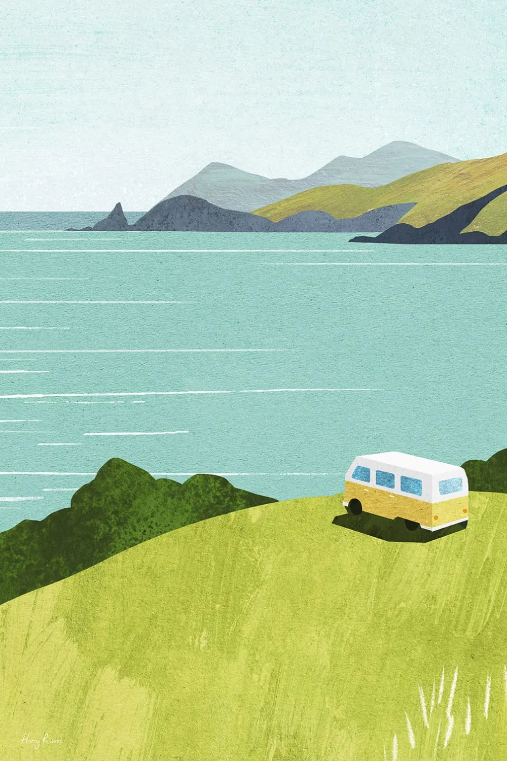 Tableau neo vintage van life  imprimé sur toile 60x90 cm